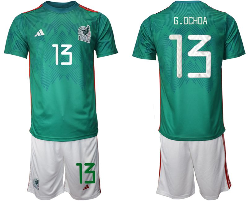 Men 2022 World Cup National Team Mexico home green 13 Soccer Jersey